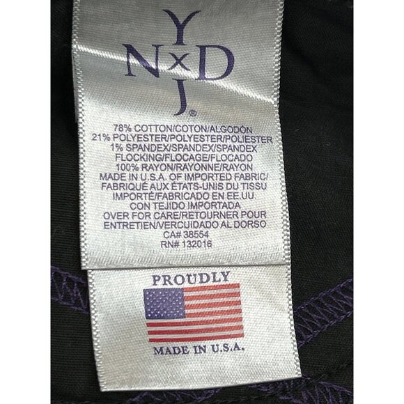 NYDJ Pants Womens 12 Black Velvet Flocked‎ Slim Straight USA - Picture 5 of 9